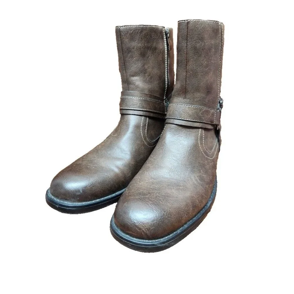 RW by Robert Wayne Conroy 207 Motorcycle Boots Men’s 10D Brown Leather Side Zip